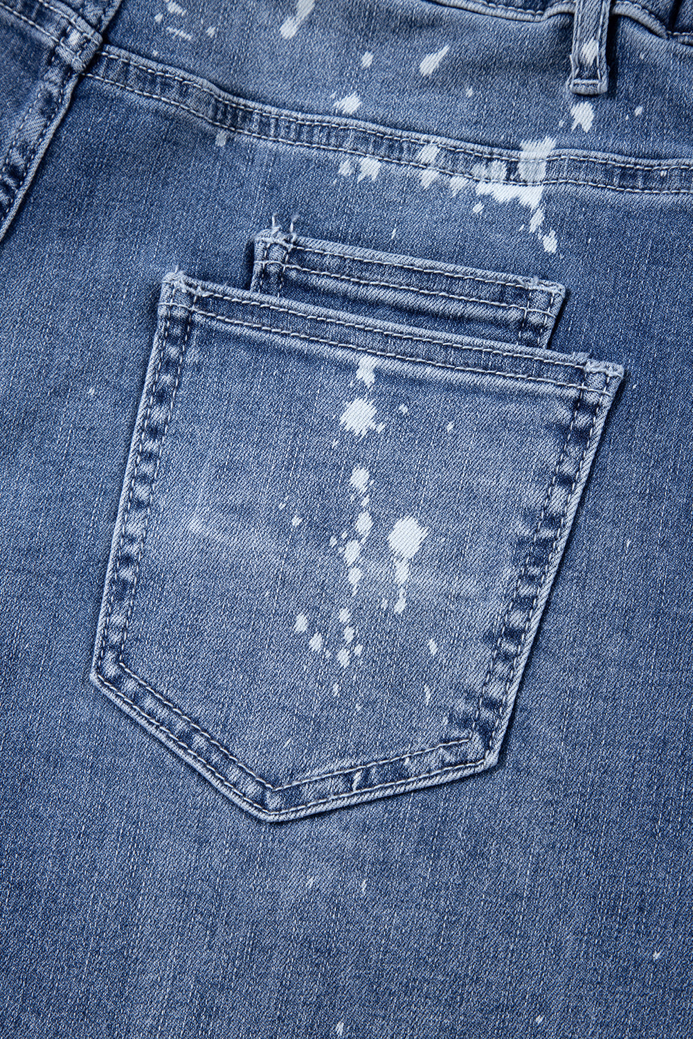 Ashleigh Blue Ripped Splattering Paint Rope Waist Cropped Straight Jeans-Bottoms/Jeans-[Adult]-[Female]-2022 Online Blue Zone Planet