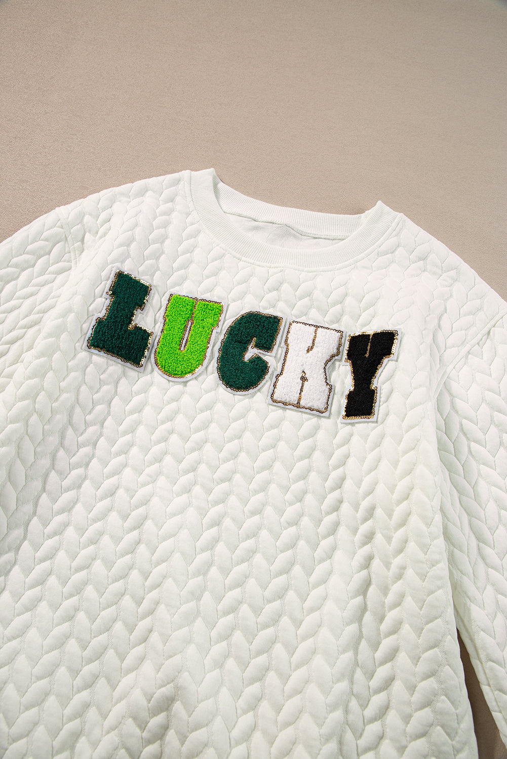 White Merry and Bright Quilted Sweatshirt-Sweatshirts & Hoodies-[Adult]-[Female]-2022 Online Blue Zone Planet