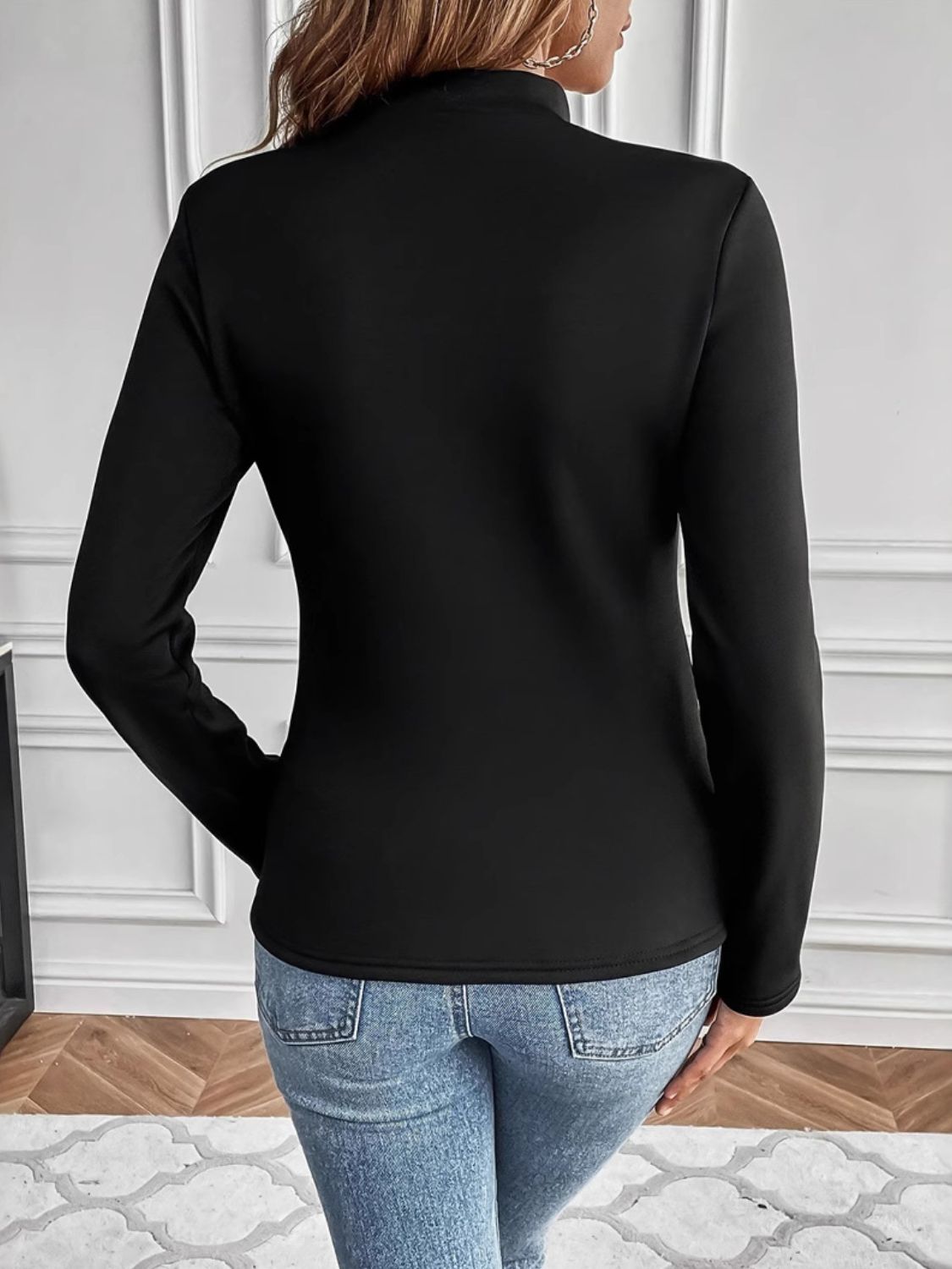 Mock Neck Long Sleeve T-Shirt-TOPS / DRESSES-[Adult]-[Female]-2022 Online Blue Zone Planet