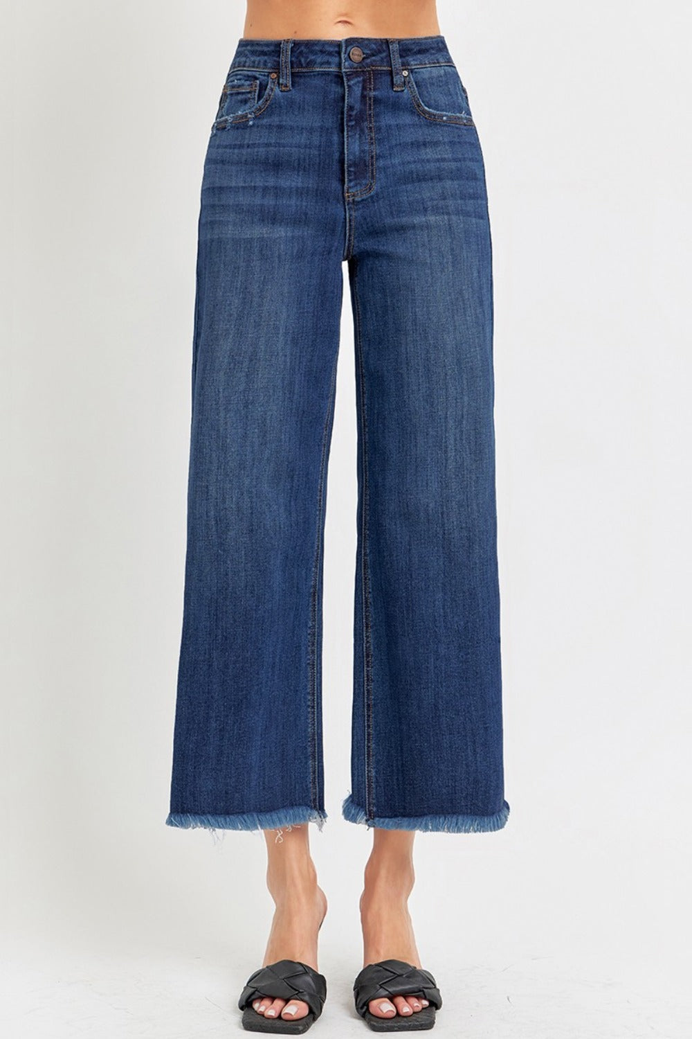 RISEN Full Size Raw Hem Cropped Wide Leg Jeans-BOTTOMS SIZES SMALL MEDIUM LARGE-[Adult]-[Female]-2022 Online Blue Zone Planet