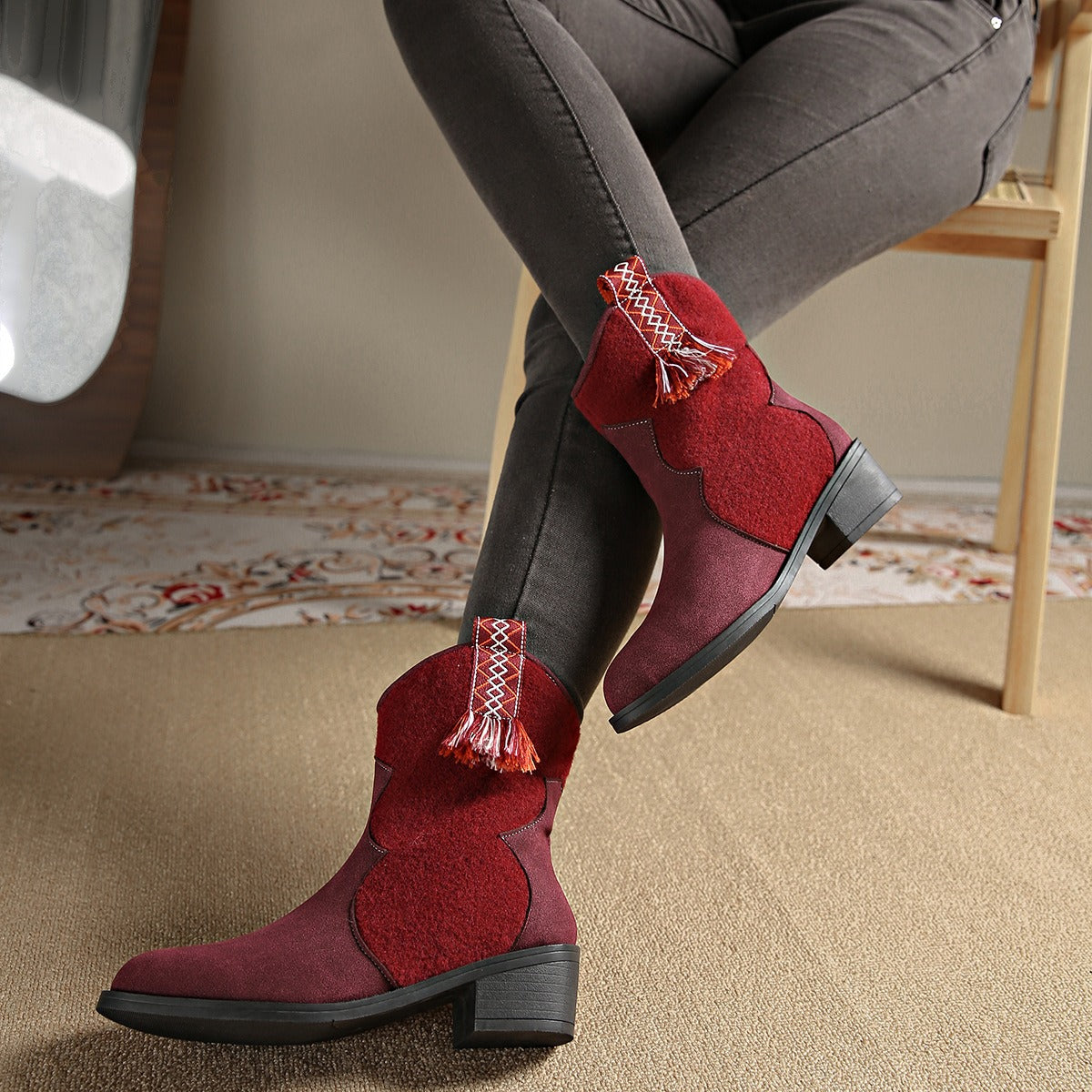 Blue Zone Planet | Suede Point Toe Block Heel Boots-BOOTS-[Adult]-[Female]-2022 Online Blue Zone Planet