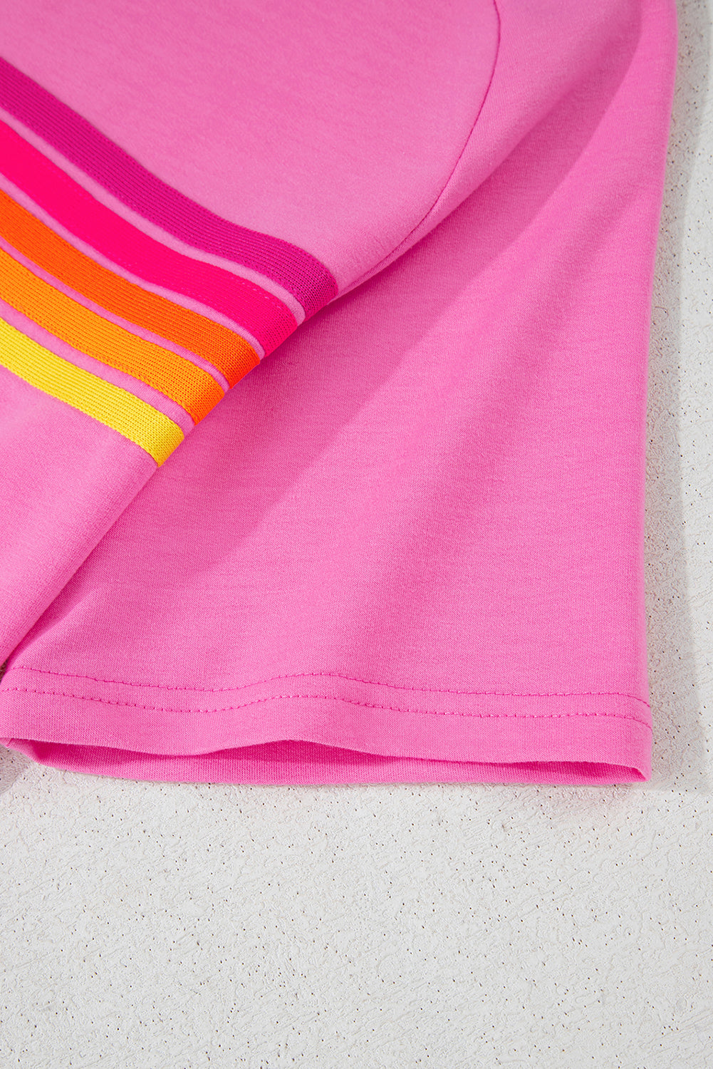 Bonbon Striped Patch Front Casual Tee-Tops/Tops & Tees-[Adult]-[Female]-2022 Online Blue Zone Planet