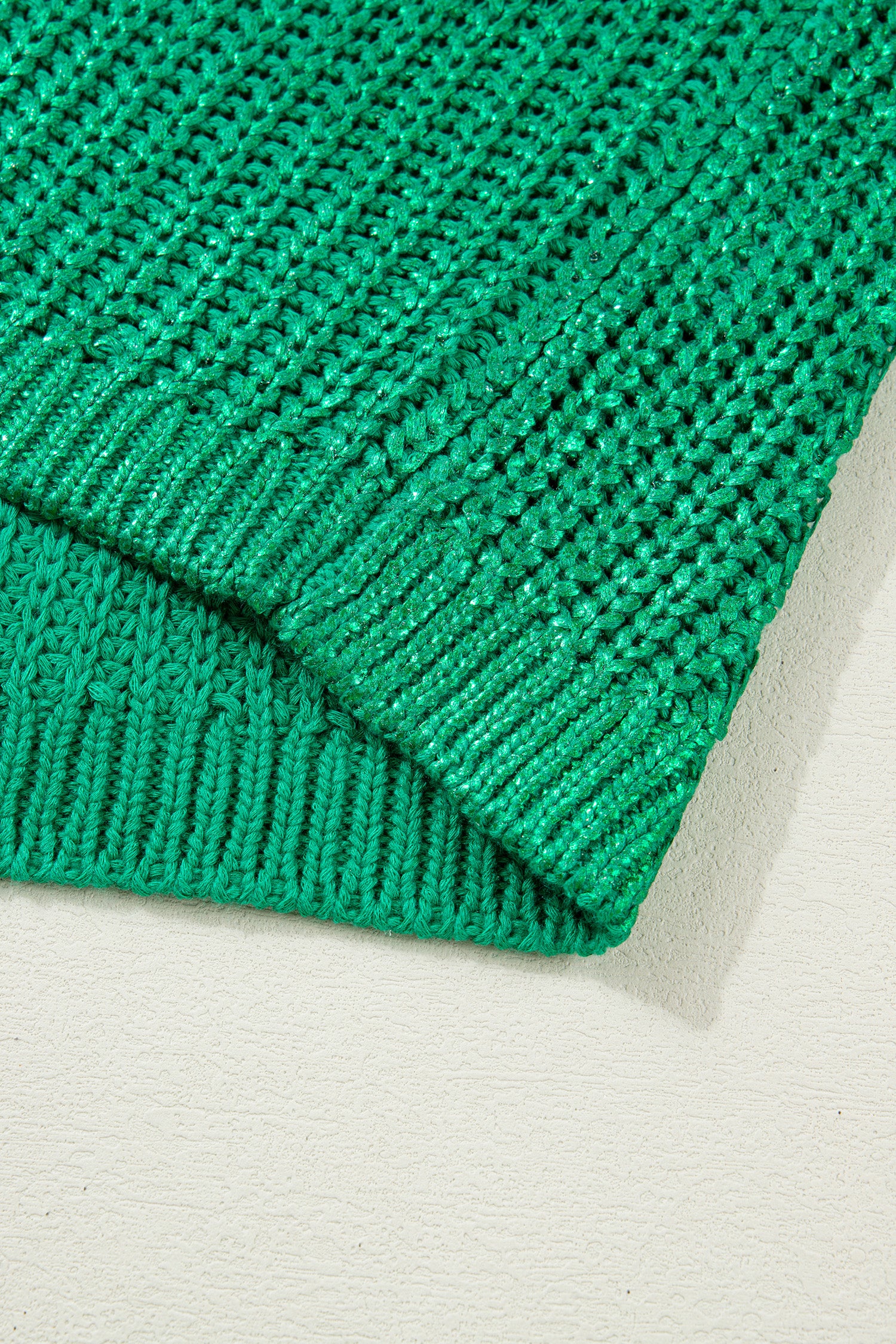 Bright Green Solid Color Knit High Neck Short Sleeve Sweater-TOPS / DRESSES-[Adult]-[Female]-2022 Online Blue Zone Planet