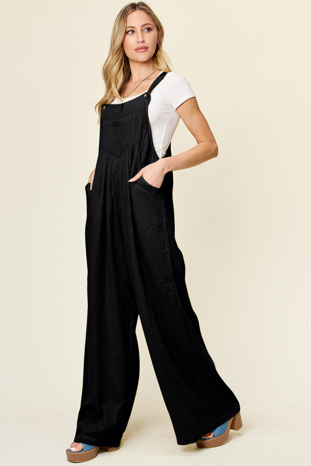 Blue Zone Planet | Double Take Full Size Texture Wide Strap Wide Leg Overall-TOPS / DRESSES-[Adult]-[Female]-2022 Online Blue Zone Planet