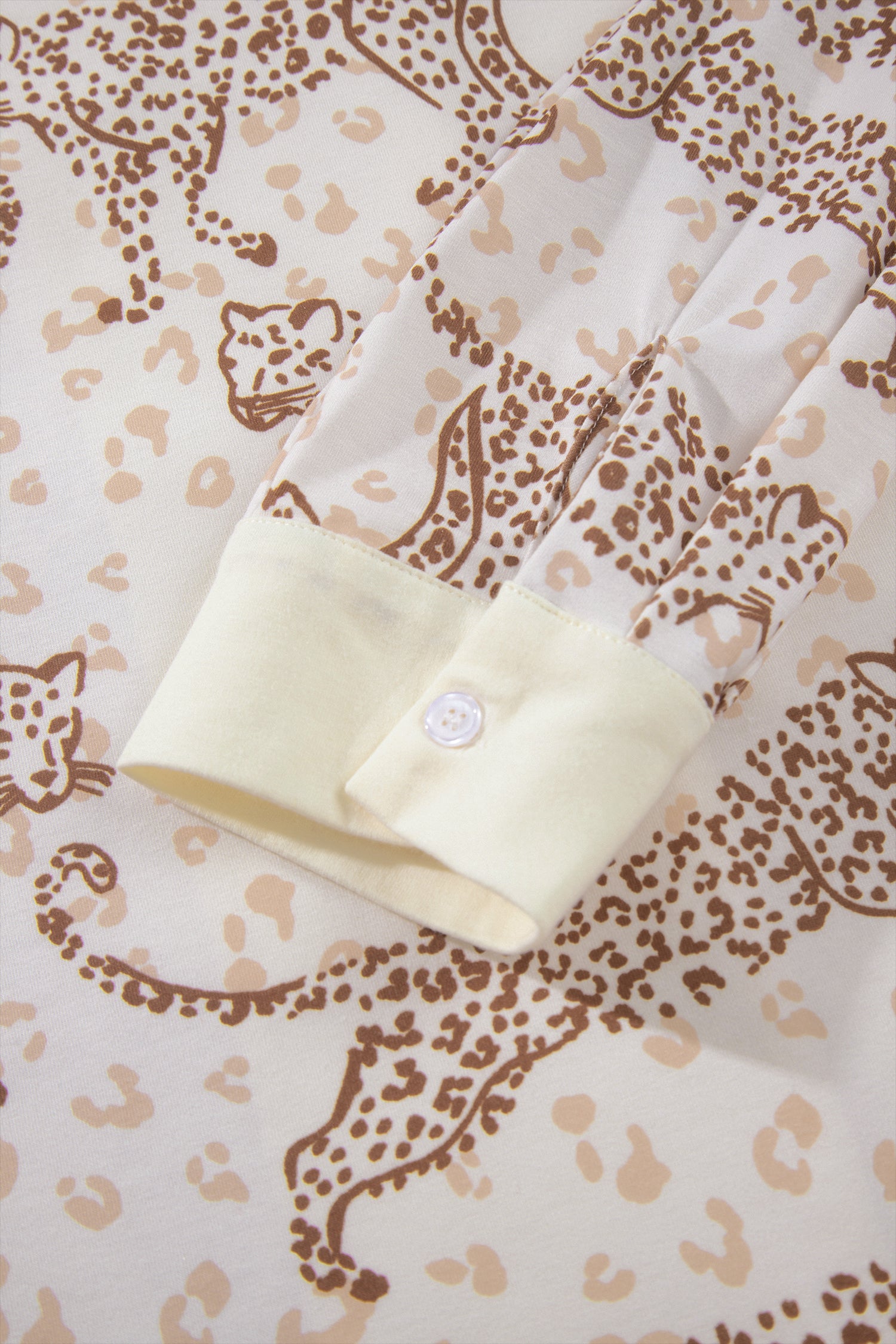 Yellow Leopard Print Colorblock Pocket Placket Long Sleeve Lounge Set-Loungewear & Sleepwear/Loungewear-[Adult]-[Female]-2022 Online Blue Zone Planet