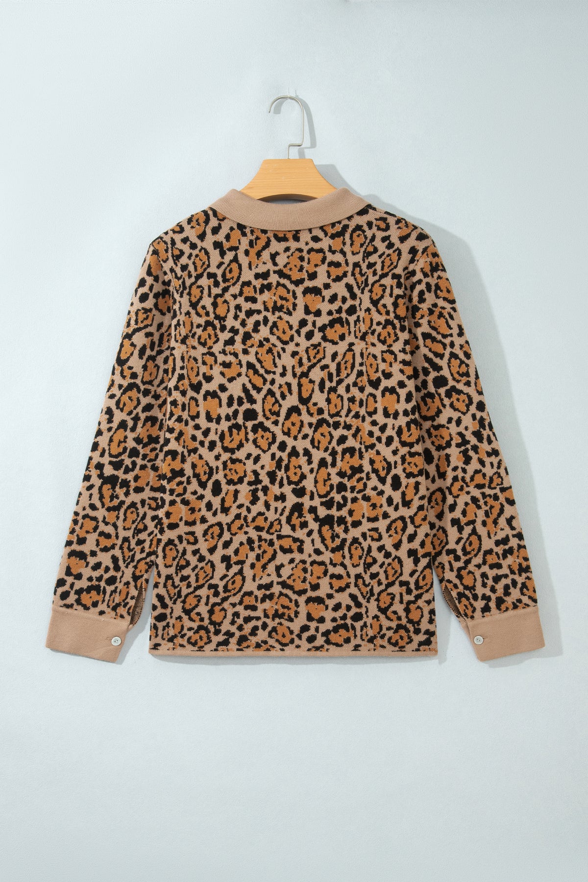 Brown Leopard Print Button-Up Cardigan Long Sleeve Cardigans-Sweaters & Cardigans/Cardigans-[Adult]-[Female]-2022 Online Blue Zone Planet