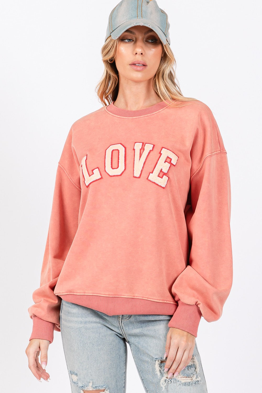 SAGE + FIG LOVE Path Applique Drop Shoulder Sweatshirt-TOPS / DRESSES-[Adult]-[Female]-2022 Online Blue Zone Planet