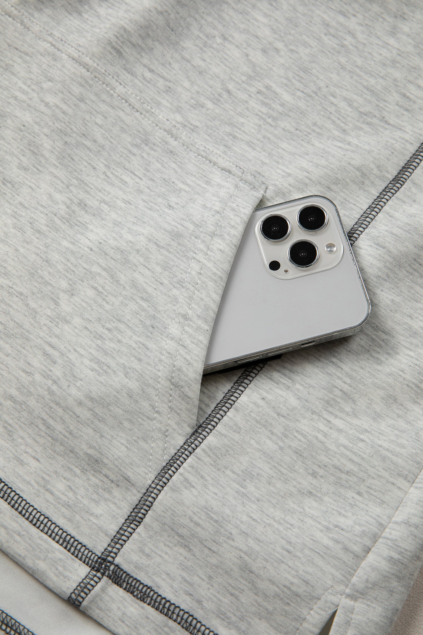 Light Grey Half Zip Stand Neck Seam Detail Long Sleeve Top-Tops/Long Sleeve Tops-[Adult]-[Female]-2022 Online Blue Zone Planet