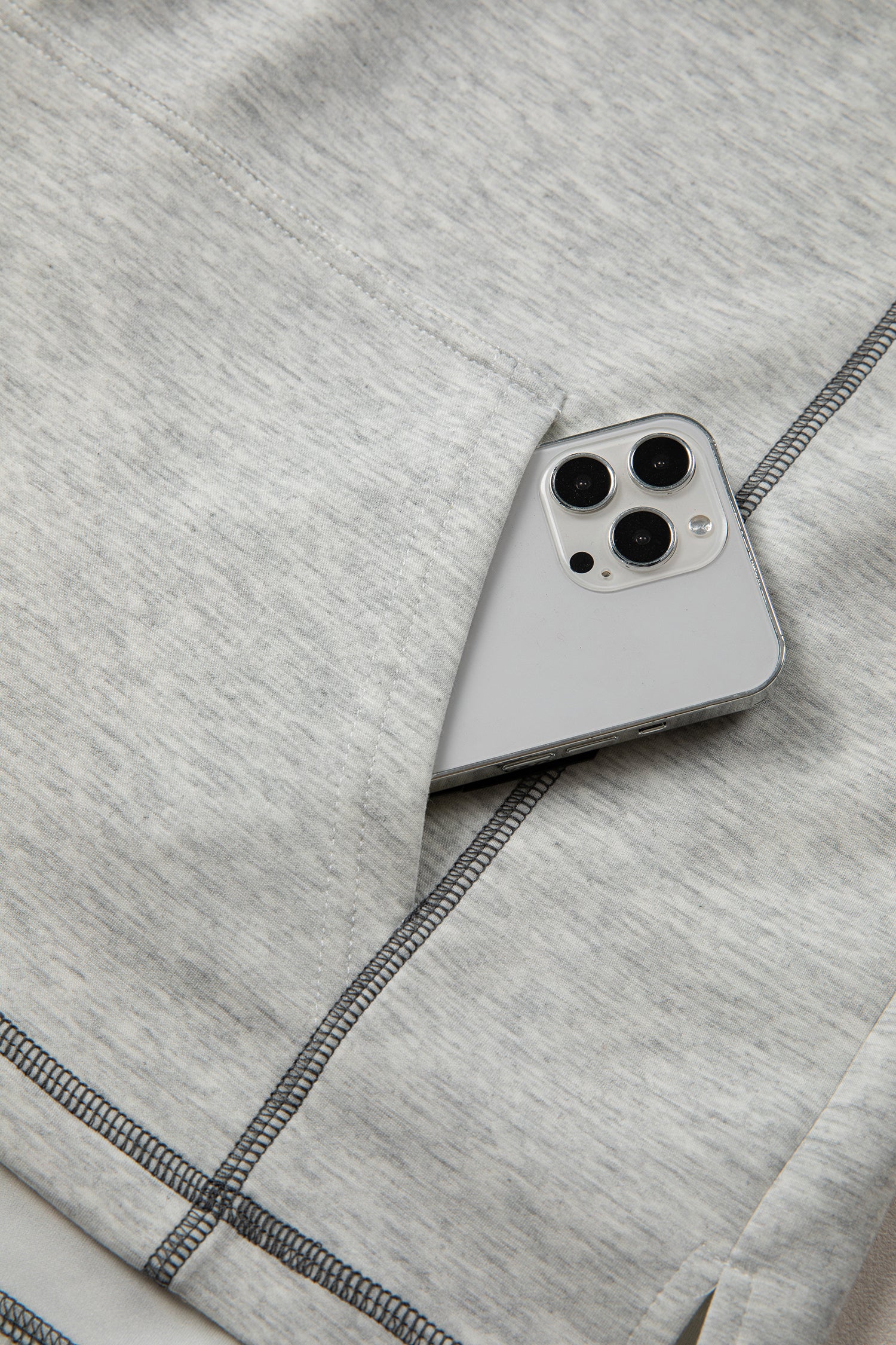 Light Grey Half Zip Stand Neck Seam Detail Long Sleeve Top-Tops/Long Sleeve Tops-[Adult]-[Female]-2022 Online Blue Zone Planet