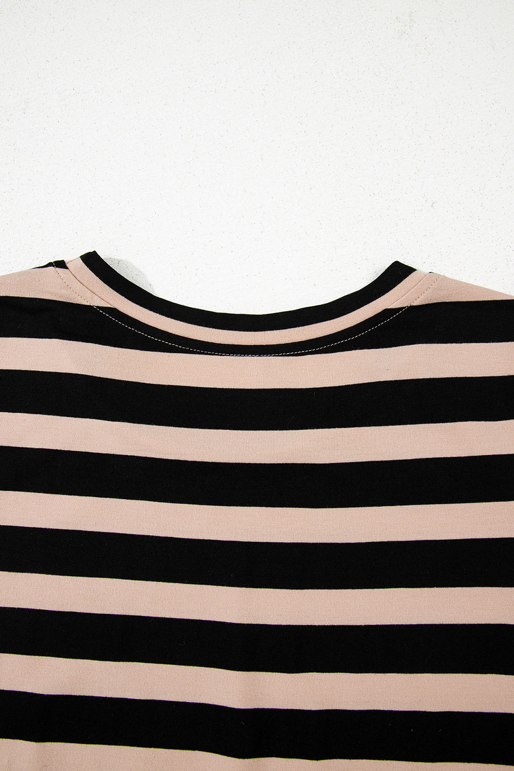 Black Stripe Casual Round Neck T-Shirt Maxi Dress With Pockets-Dresses/T Shirt Dresses-[Adult]-[Female]-2022 Online Blue Zone Planet