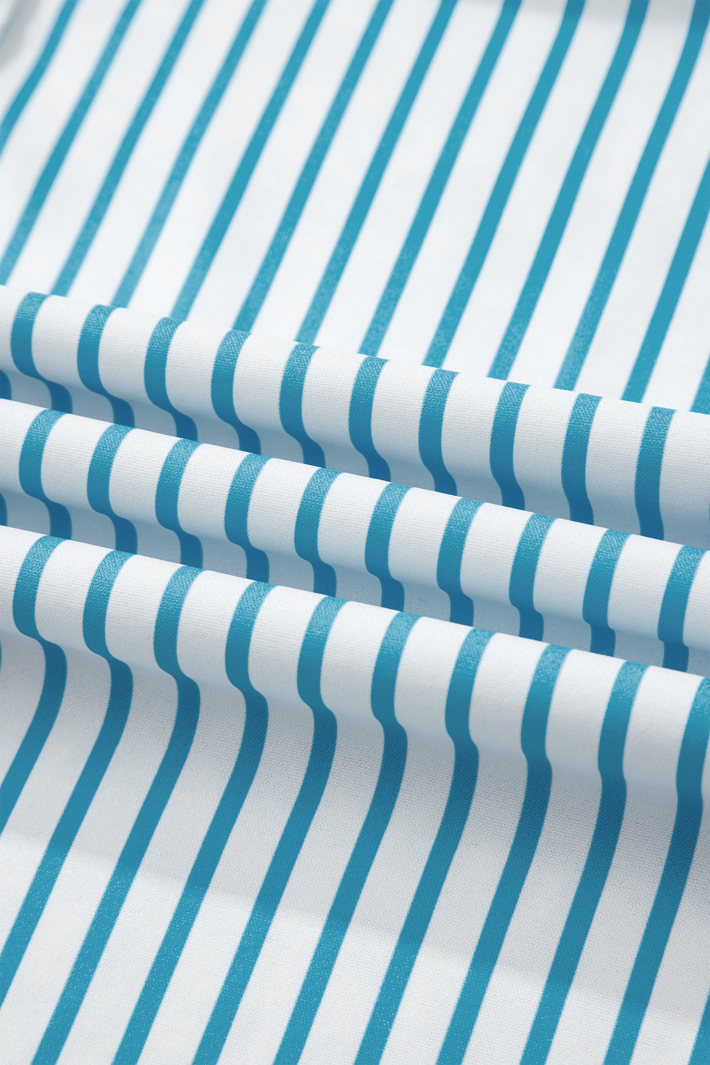 Sky Blue Stripe Contrast Leopard Patchwork Long Shirt Dress with Slits-TOPS / DRESSES-[Adult]-[Female]-2022 Online Blue Zone Planet