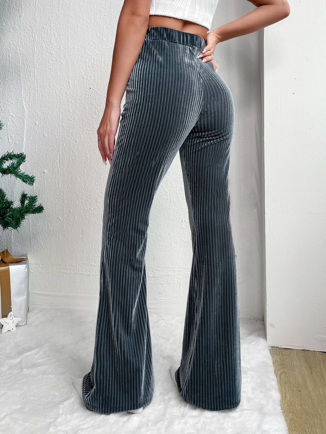 High Waist Flare Pants-BOTTOMS SIZES SMALL MEDIUM LARGE-[Adult]-[Female]-2022 Online Blue Zone Planet