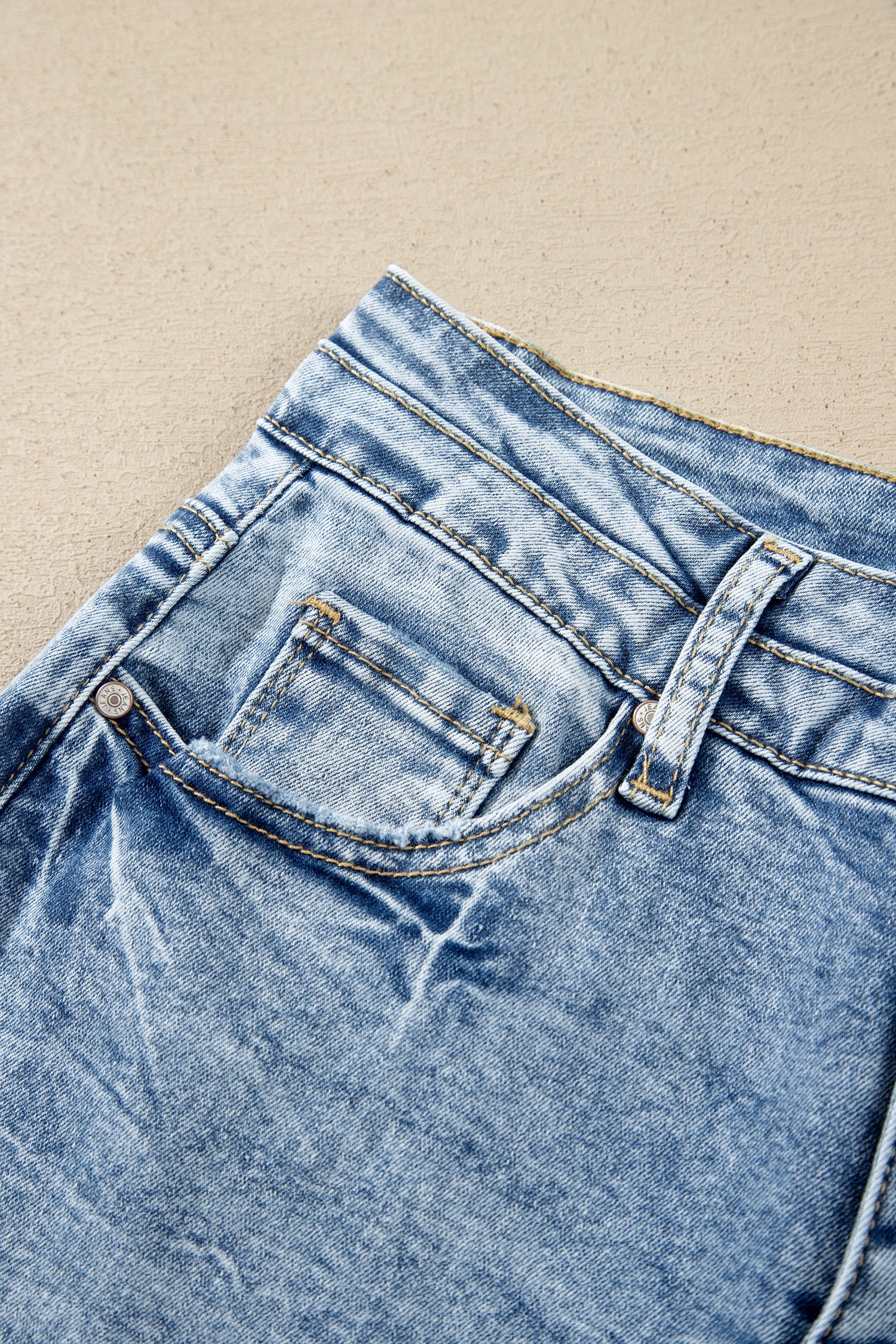 Beau Blue Acid Wash Pocket Detail Flare Jeans-Bottoms/Jeans-[Adult]-[Female]-2022 Online Blue Zone Planet