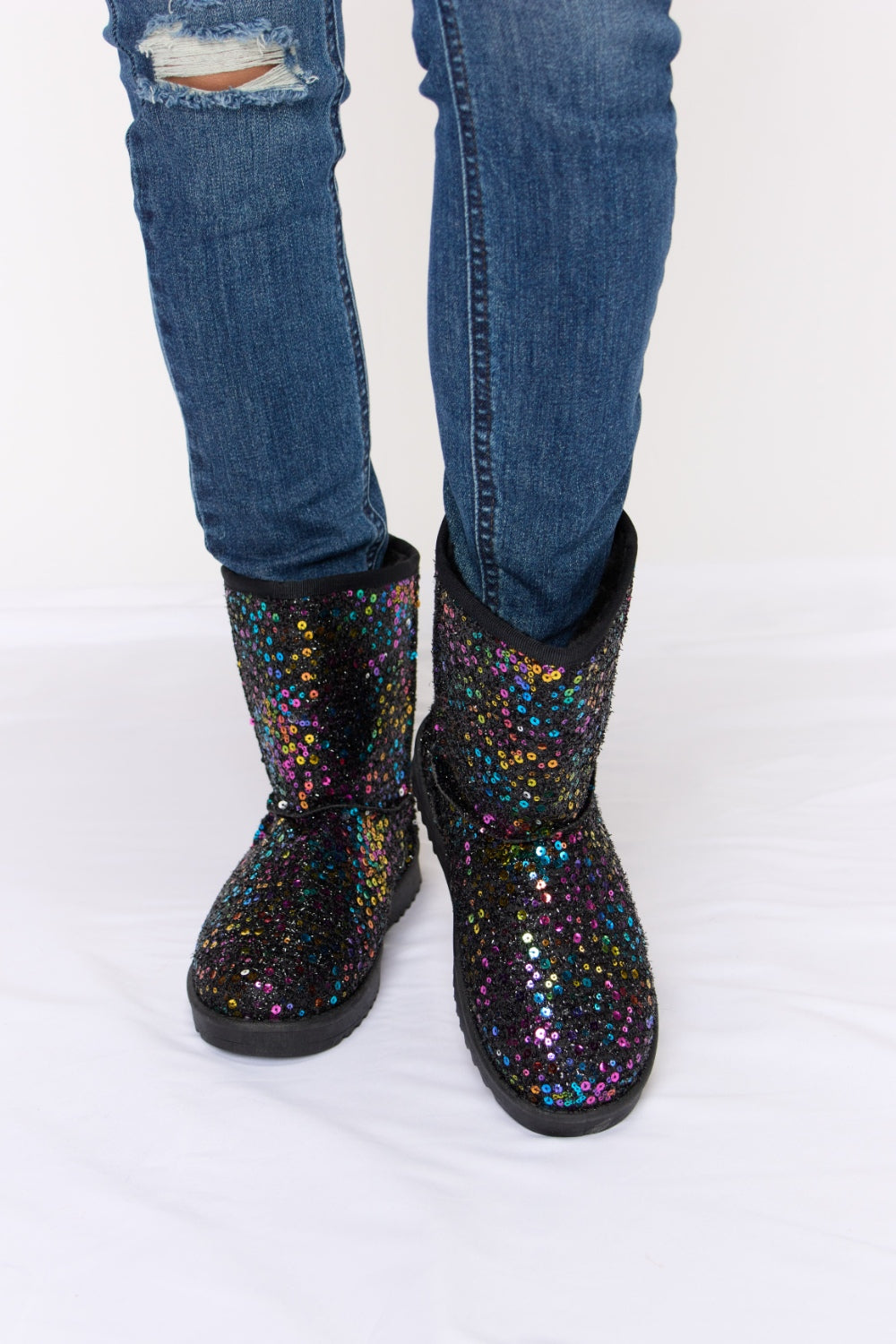 Forever Link Sequin Thermal Flat Boots-BOOTS-[Adult]-[Female]-MULT/BK-6-2022 Online Blue Zone Planet