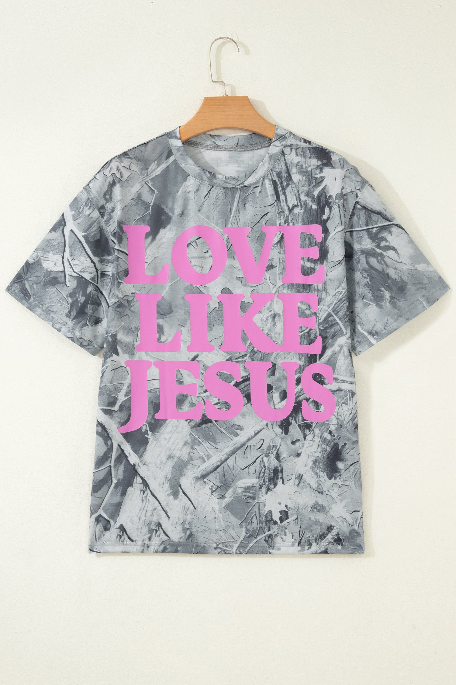 Beige Camo Woodland Love Like Jesus Casual Tee-Tops/Tops & Tees-[Adult]-[Female]-2022 Online Blue Zone Planet