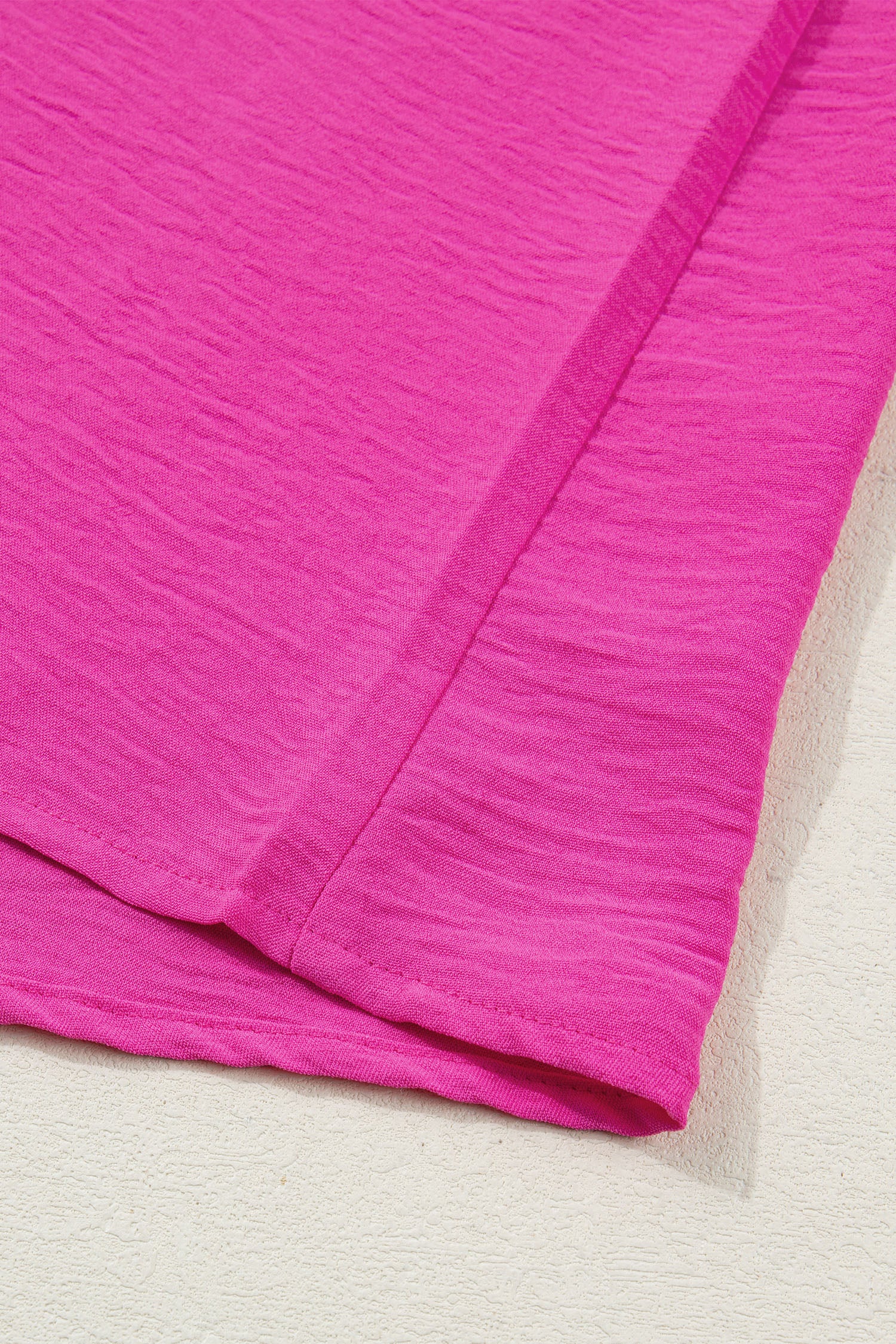 Rose Red Contrast V Neck Colorblock Wide Short Sleeve Top-Tops/Blouses & Shirts-[Adult]-[Female]-2022 Online Blue Zone Planet