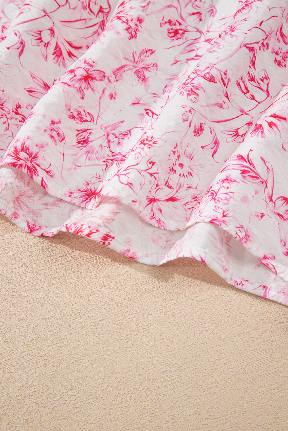 Pink Floral Ruffled Short Sleeve Bow Back Square Neck Blouse-Tops/Blouses & Shirts-[Adult]-[Female]-2022 Online Blue Zone Planet