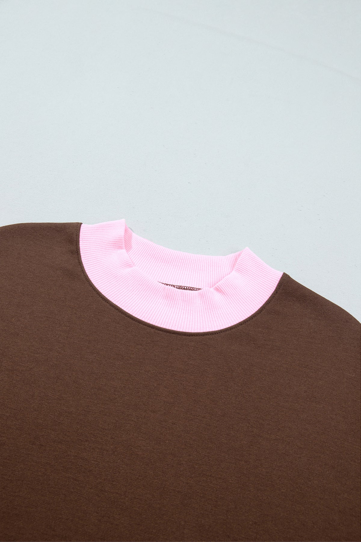 Pink Colorblock Trim Crewneck Long Sleeve Pullover Sweatshirt-Tops/Sweatshirts & Hoodies-[Adult]-[Female]-2022 Online Blue Zone Planet