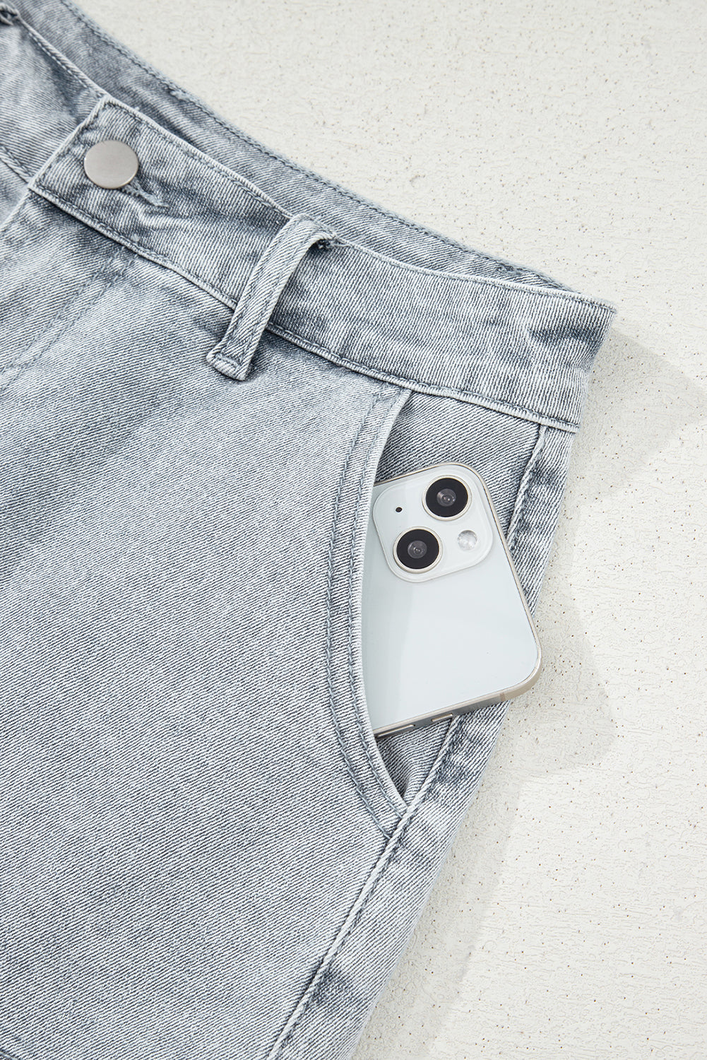 Dusk Blue Scalloped Hemline Acid Wash High Waist Denim Shorts-Bottoms/Denim Shorts-[Adult]-[Female]-2022 Online Blue Zone Planet