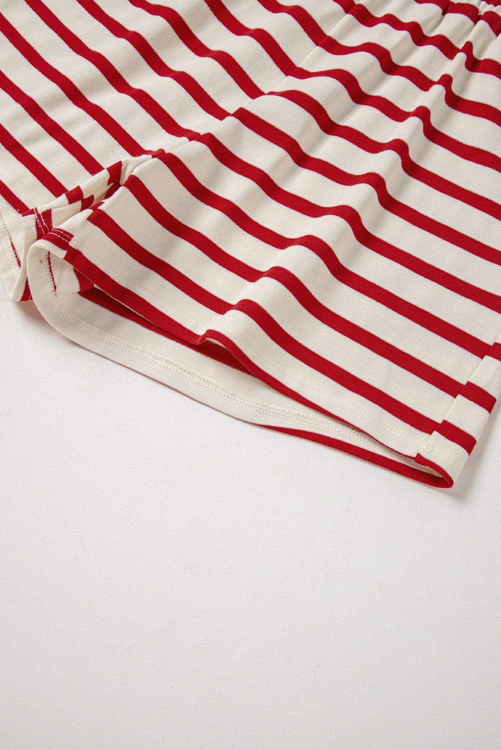 Blue Zone Planet | Red Stripe Lace-up Front Top and High Waist Shorts Set-Two Piece Sets/Short Sets-[Adult]-[Female]-2022 Online Blue Zone Planet