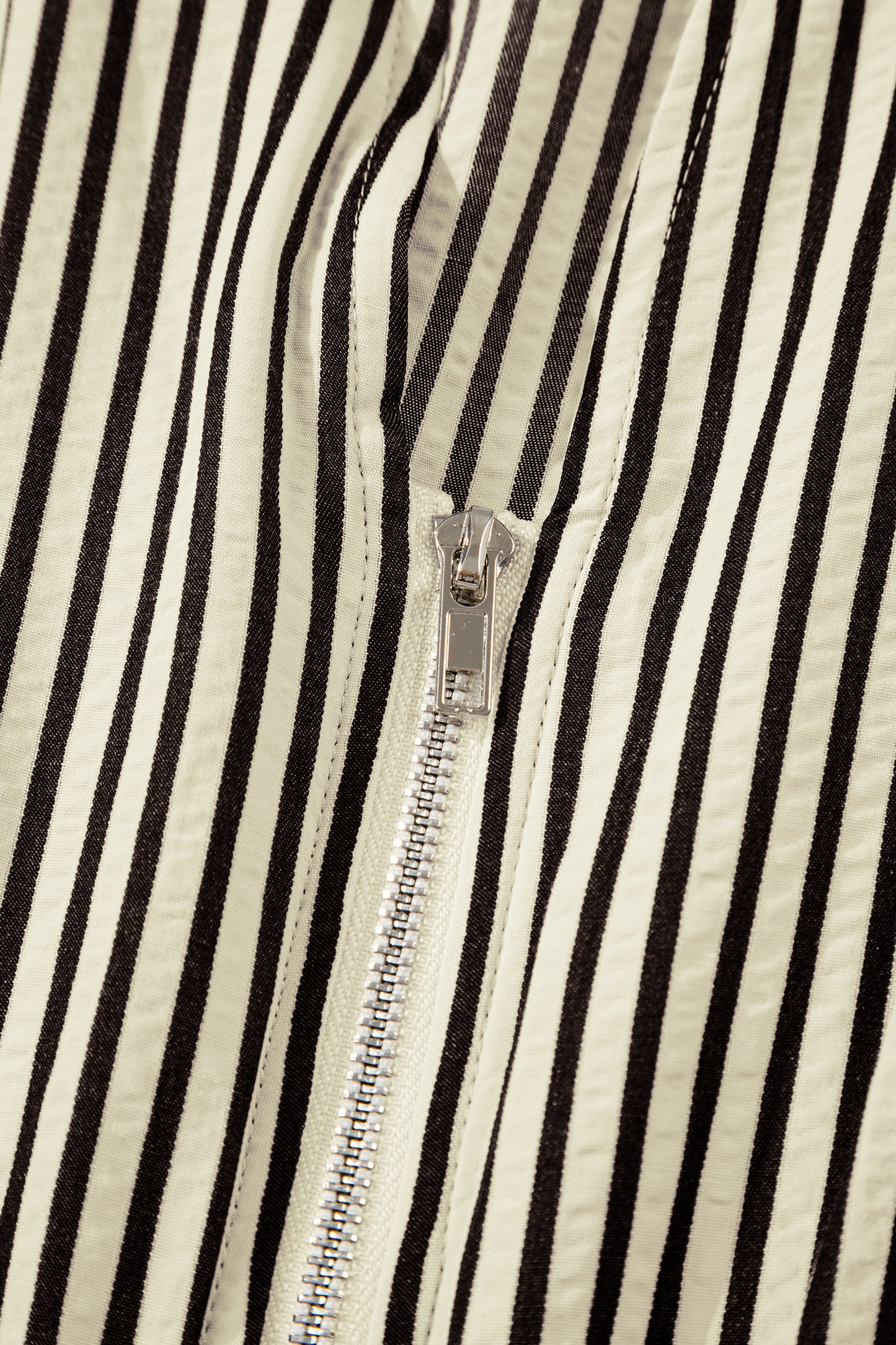 Black Stripe V Neck Zip Front Cinched High Waist Midi Dress-TOPS / DRESSES-[Adult]-[Female]-2022 Online Blue Zone Planet