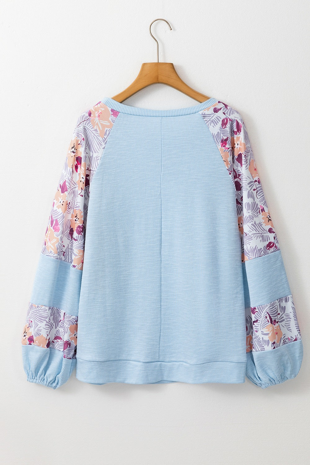 Printed Round Neck Balloon Sleeve Sweatshirt-TOPS / DRESSES-[Adult]-[Female]-2022 Online Blue Zone Planet