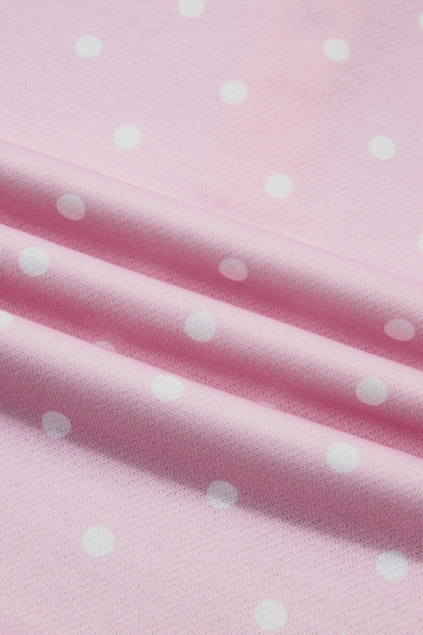 Pink Polka Dot Print Metal Button Collar Casual Pullover Sweatshirt-Tops/Sweatshirts & Hoodies-[Adult]-[Female]-2022 Online Blue Zone Planet
