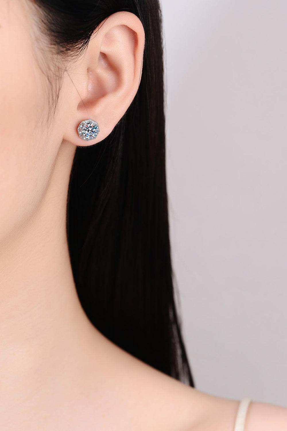 2 Carat Moissanite 925 Sterling Silver Stud Earrings BLUE ZONE PLANET