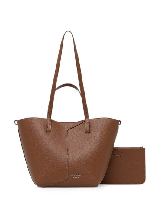 Emporio Armani Leather Tote Bag-Shopper-[Adult]-[Female]-UNI-BROWN-2022 Online Blue Zone Planet