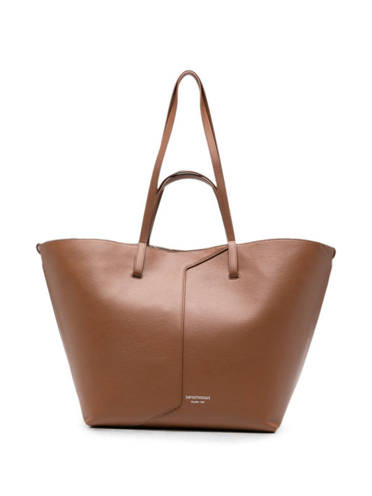 Emporio Armani Leather Tote Bag-Shopper-[Adult]-[Female]-UNI-BROWN-2022 Online Blue Zone Planet