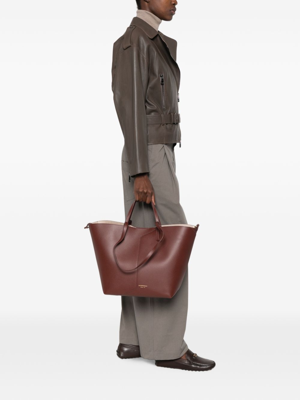 Emporio Armani Leather Tote Bag-Shopper-[Adult]-[Female]-2022 Online Blue Zone Planet