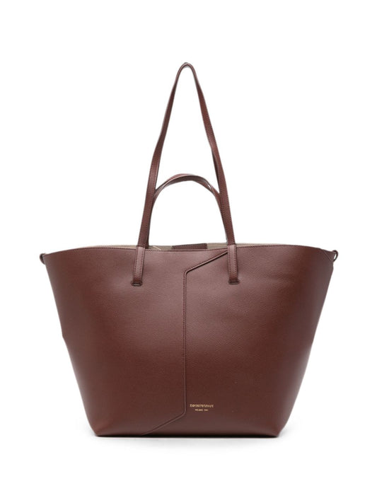 Emporio Armani Leather Tote Bag-Shopper-[Adult]-[Female]-UNI-BROWN-2022 Online Blue Zone Planet