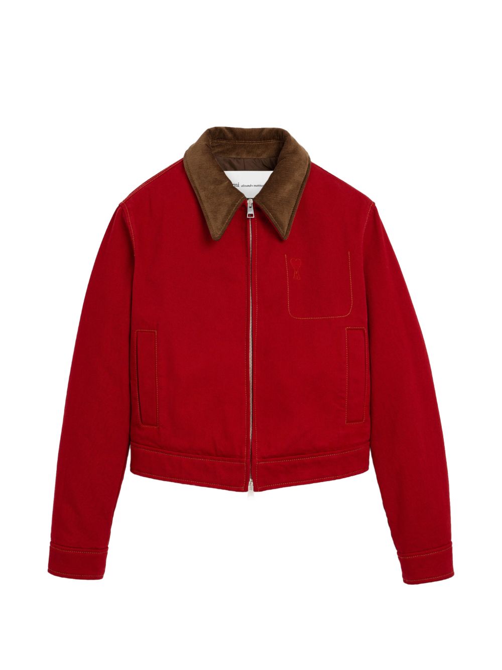 Ami Paris Denim Cotton Jacket-Jackets-[Adult]-[Female]-M-RED-2022 Online Blue Zone Planet