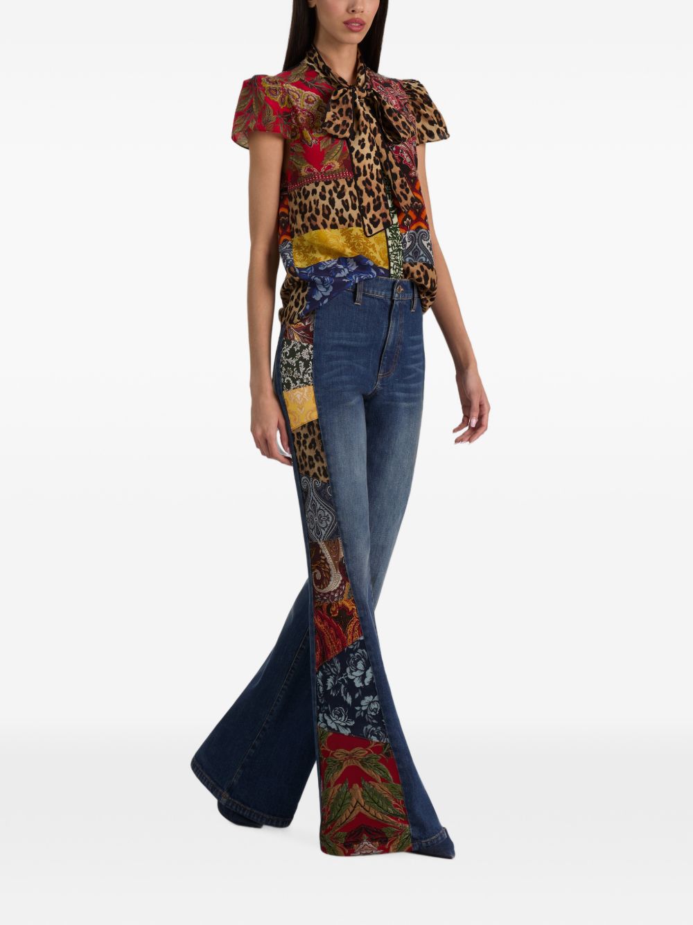 Alice + Olivia Jeannie Printed Silk Shirt-Shirts-[Adult]-[Female]-2022 Online Blue Zone Planet