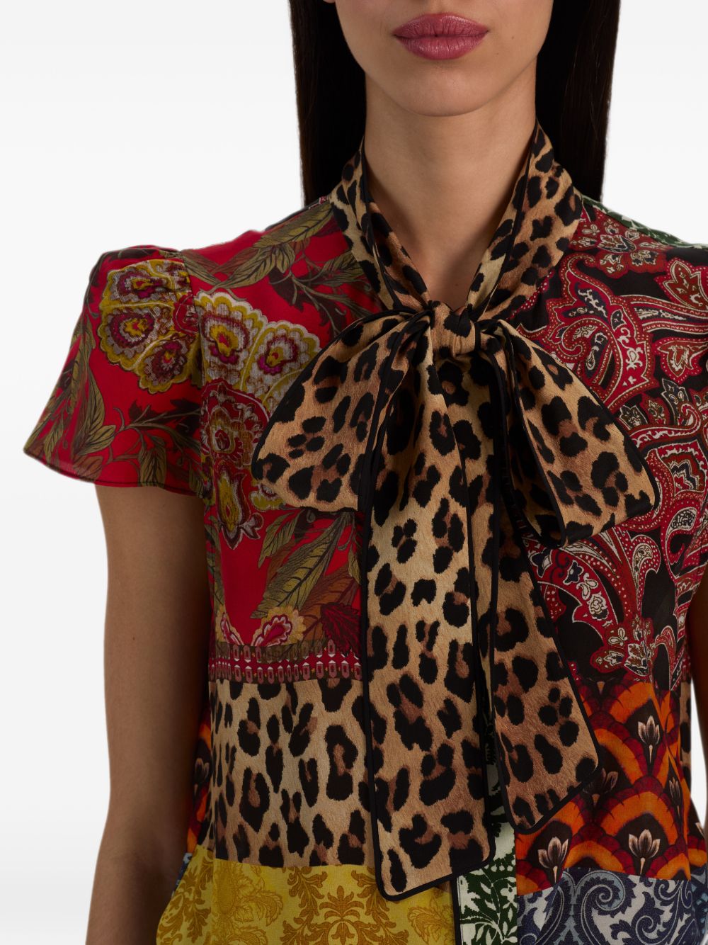 Alice + Olivia Jeannie Printed Silk Shirt-Shirts-[Adult]-[Female]-2022 Online Blue Zone Planet