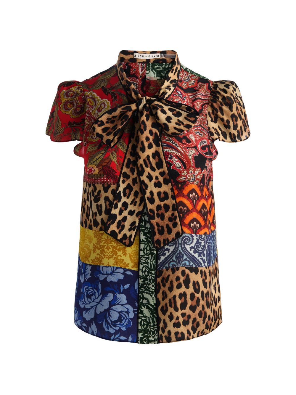 Alice + Olivia Jeannie Printed Silk Shirt-Shirts-[Adult]-[Female]-XS-MULTICOLOR-2022 Online Blue Zone Planet