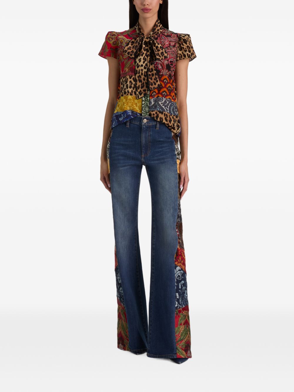 Alice + Olivia Jeannie Printed Silk Shirt-Shirts-[Adult]-[Female]-2022 Online Blue Zone Planet