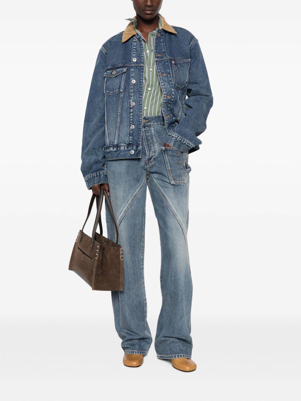 ジャケット・アウター 032c washed long-sleeve denim overcoat 032C Coat - Blue Zone Planet