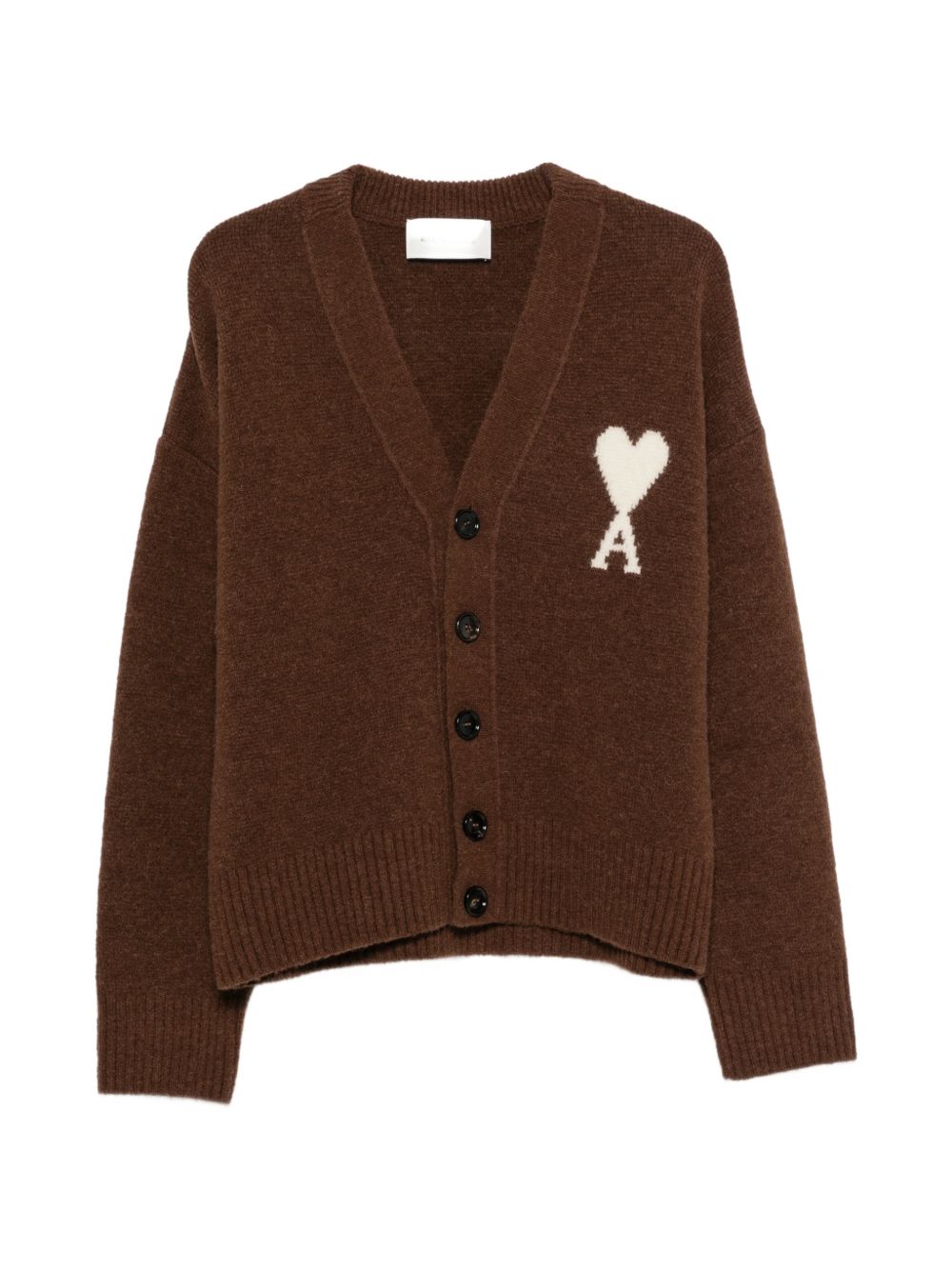 Ami Paris Ami de Coeur Wool Cardigan-TOPS / DRESSES-[Adult]-[Female]-M-BROWN-2022 Online Blue Zone Planet