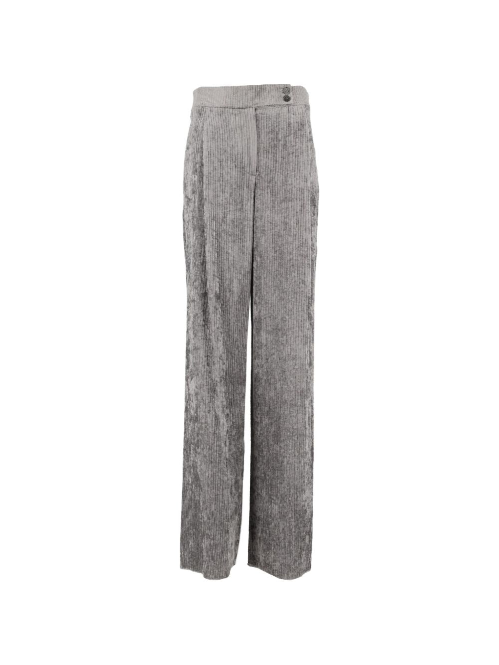 Emporio Armani Velvet Trousers-Trousers-[Adult]-[Female]-40-GREY-2022 Online Blue Zone Planet