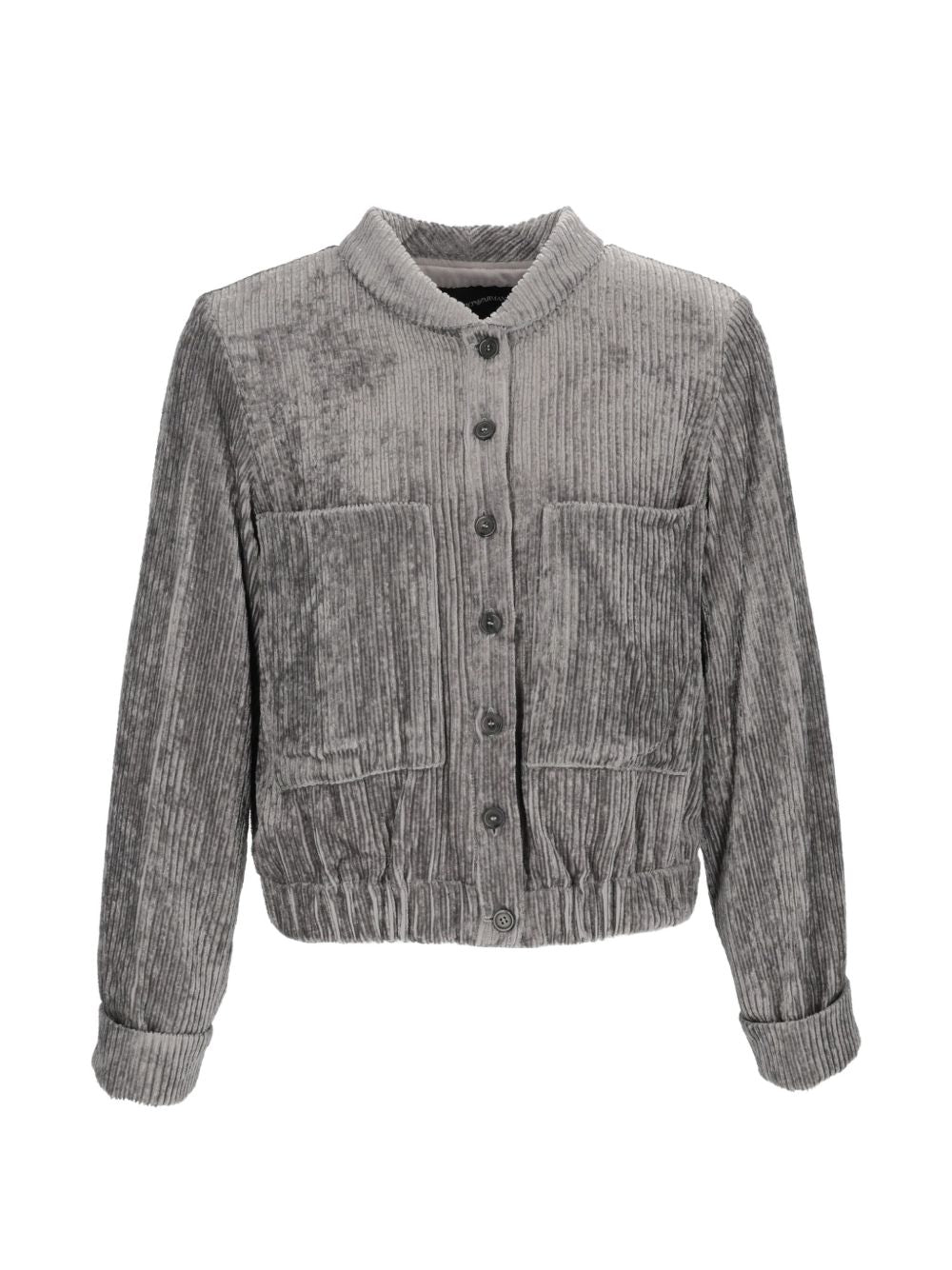Emporio Armani Velvet Blouson Jacket-Jackets-[Adult]-[Female]-38-GREY-2022 Online Blue Zone Planet