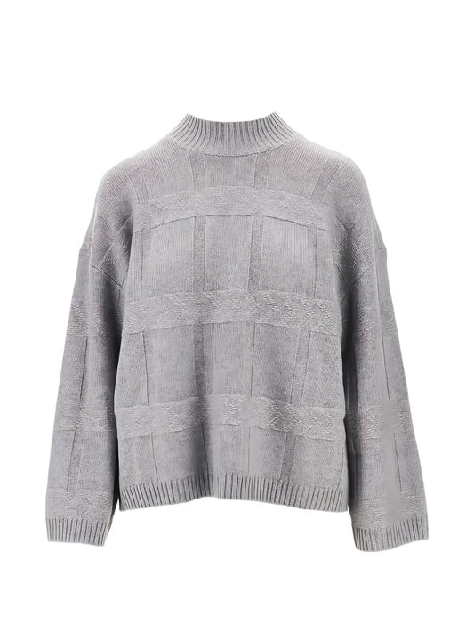 Emporio Armani Wool Crewneck Sweater-TOPS / DRESSES-[Adult]-[Female]-temp-L-GREY-2022 Online Blue Zone Planet
