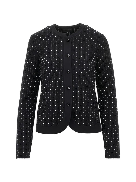 Emporio Armani Crewneck Cardigan-Topwear-[Adult]-[Female]-L-BLACK-2022 Online Blue Zone Planet