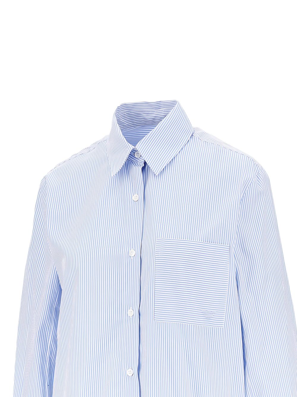 Emporio Armani Striped Cotton Shirt-Shirts-[Adult]-[Female]-2022 Online Blue Zone Planet