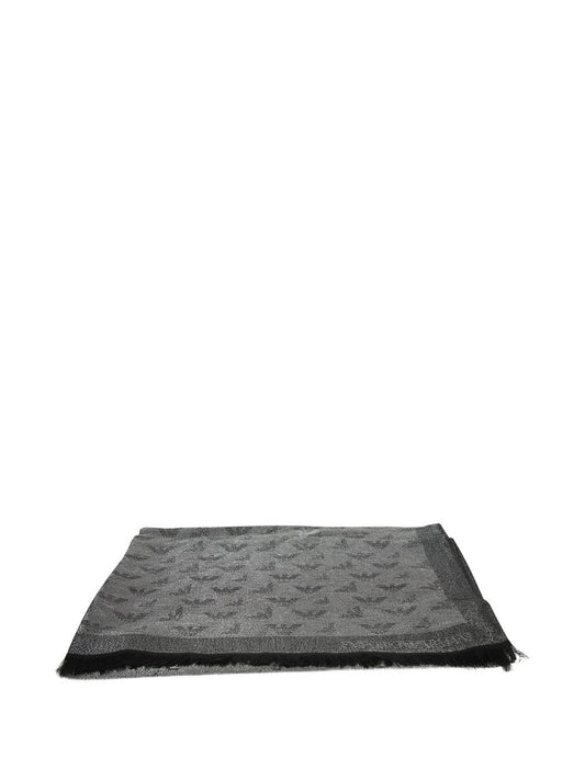 Emporio Armani Allover Logo Scarf-Scarves Hats & Gloves-[Adult]-[Female]-UNI-BLACK-2022 Online Blue Zone Planet