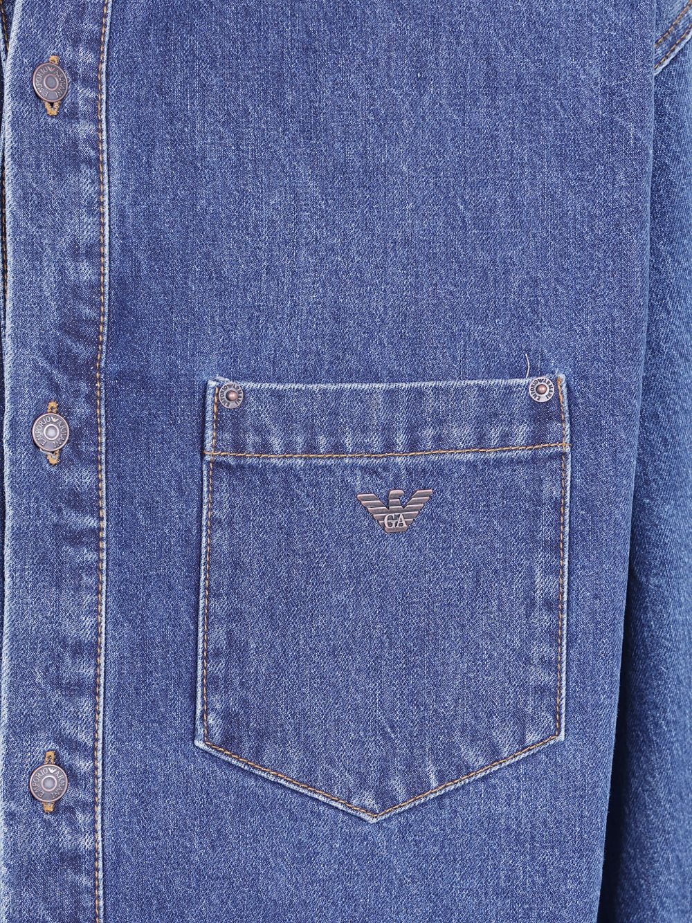 Emporio Armani Denim Cotton Shirt-Shirts-[Adult]-[Female]-2022 Online Blue Zone Planet