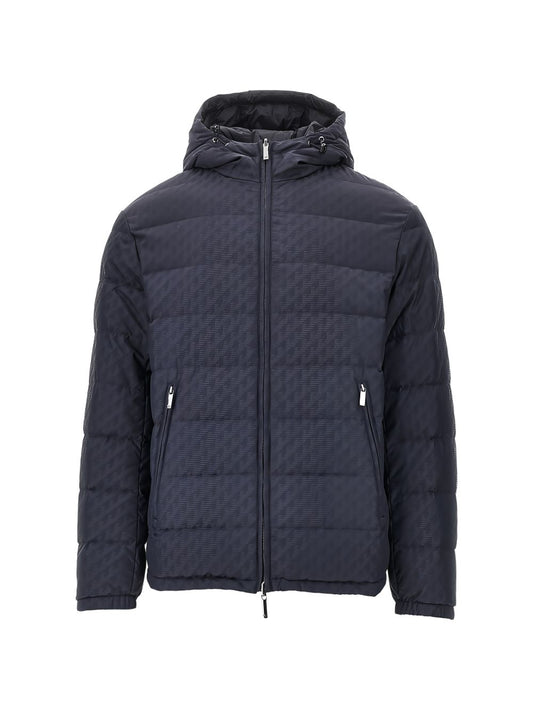 Emporio Armani Hooded Short Down Jacket-Tops / Dresses-[Adult]-[Female]-46-NAVY-2022 Online Blue Zone Planet