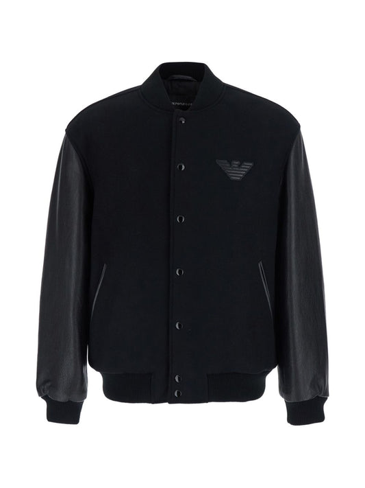 Emporio Armani Logo Bomber Jacket-Jackets-[Adult]-[Female]-50-BLACK-2022 Online Blue Zone Planet