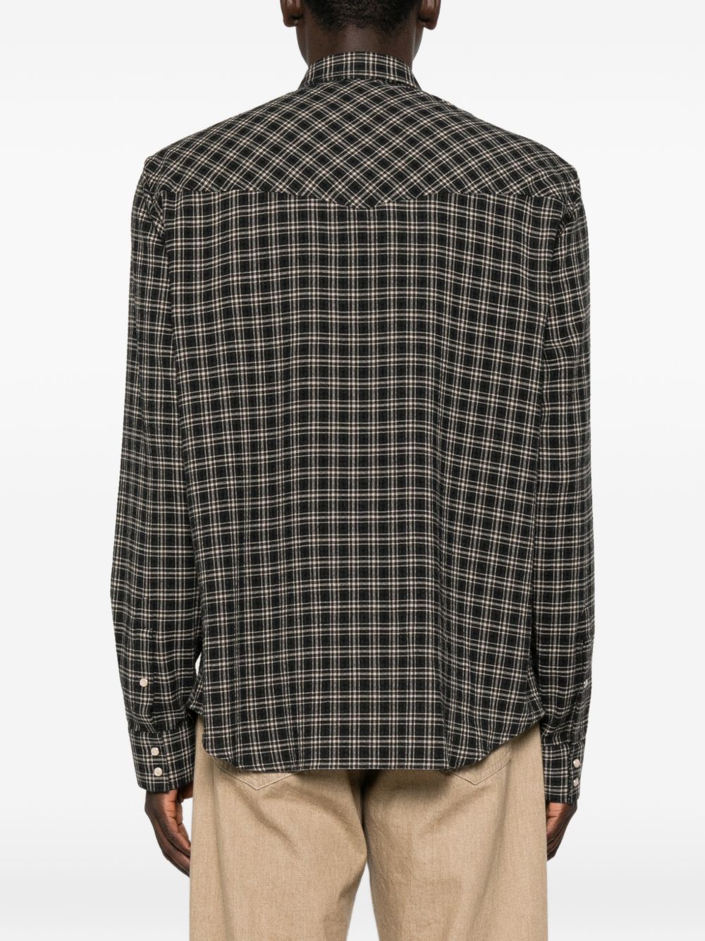 Emporio Armani Checked Flannel Shirt-Shirts-[Adult]-[Female]-2022 Online Blue Zone Planet
