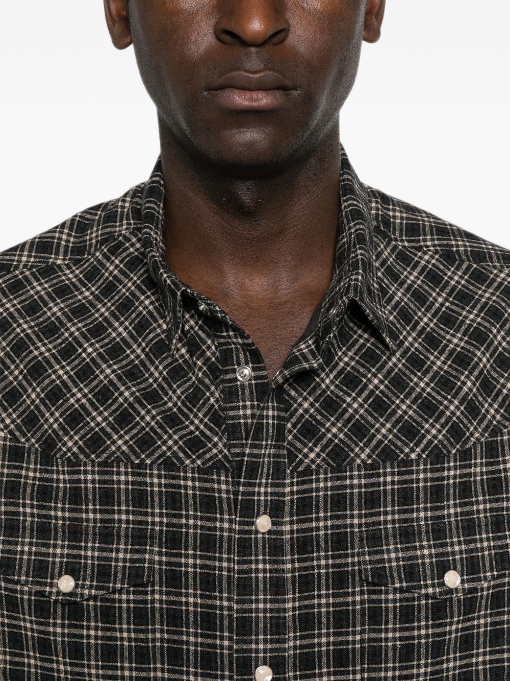 Emporio Armani Checked Flannel Shirt-Shirts-[Adult]-[Female]-2022 Online Blue Zone Planet